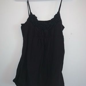 Black Tank Top with fabric design on the top